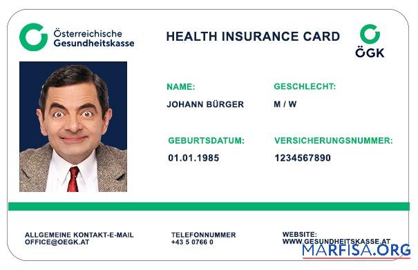 Blank Austria OGK health insurance card sample